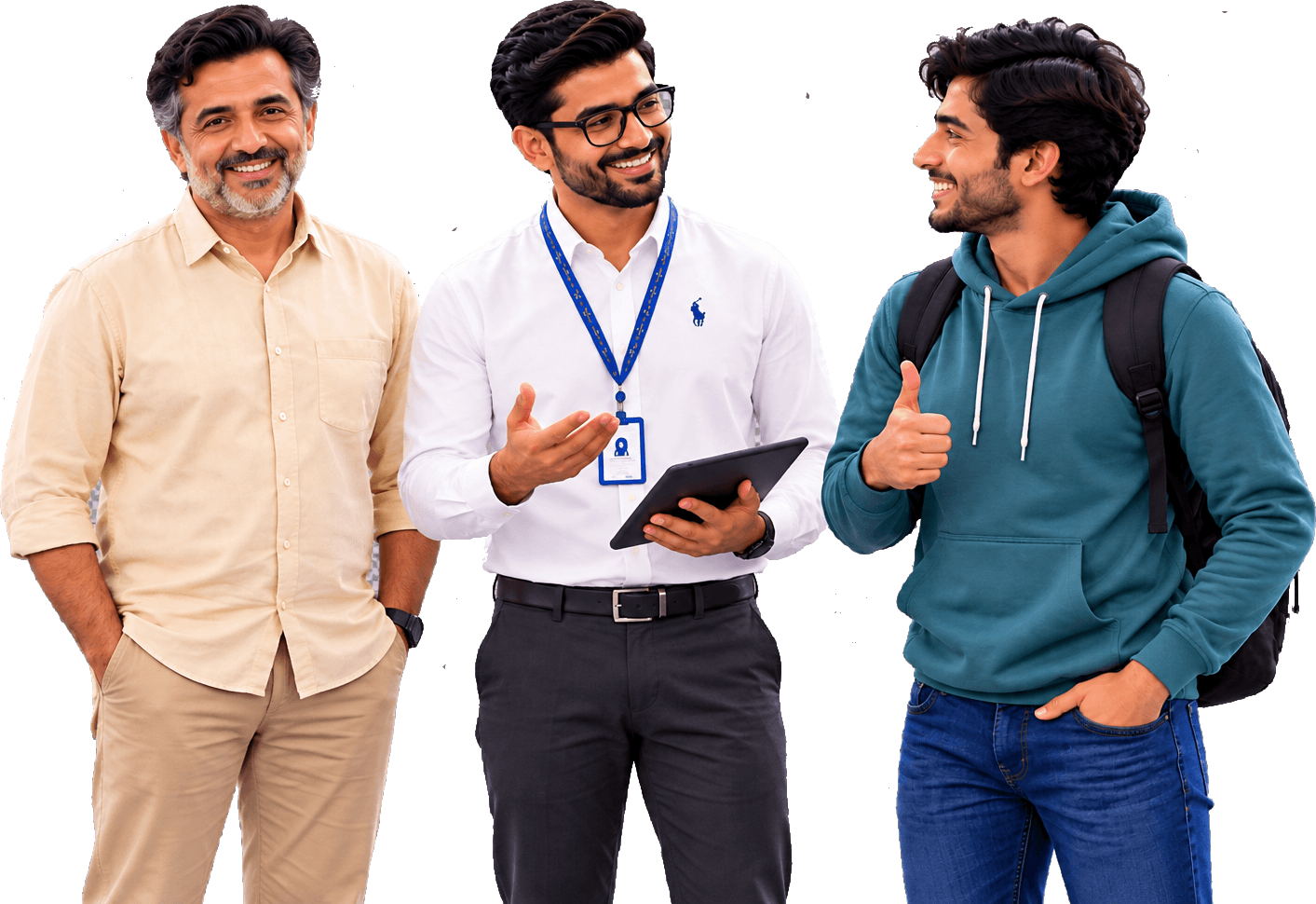 A ComfoBuddyRental owner, Buddy and tenant standing together